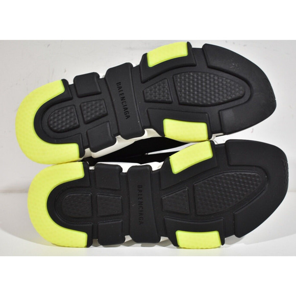 Balenciaga Mens Sock Speed Black White Yellow Logo Cuffed High Top Sneaker 43 10 - Picture 11 of 11